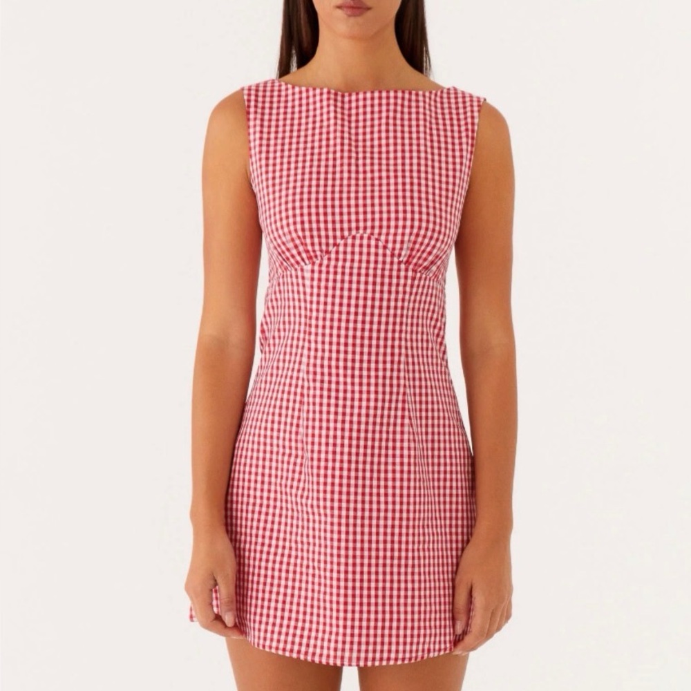 Peppermayo Red and White Checkered Mini Dress